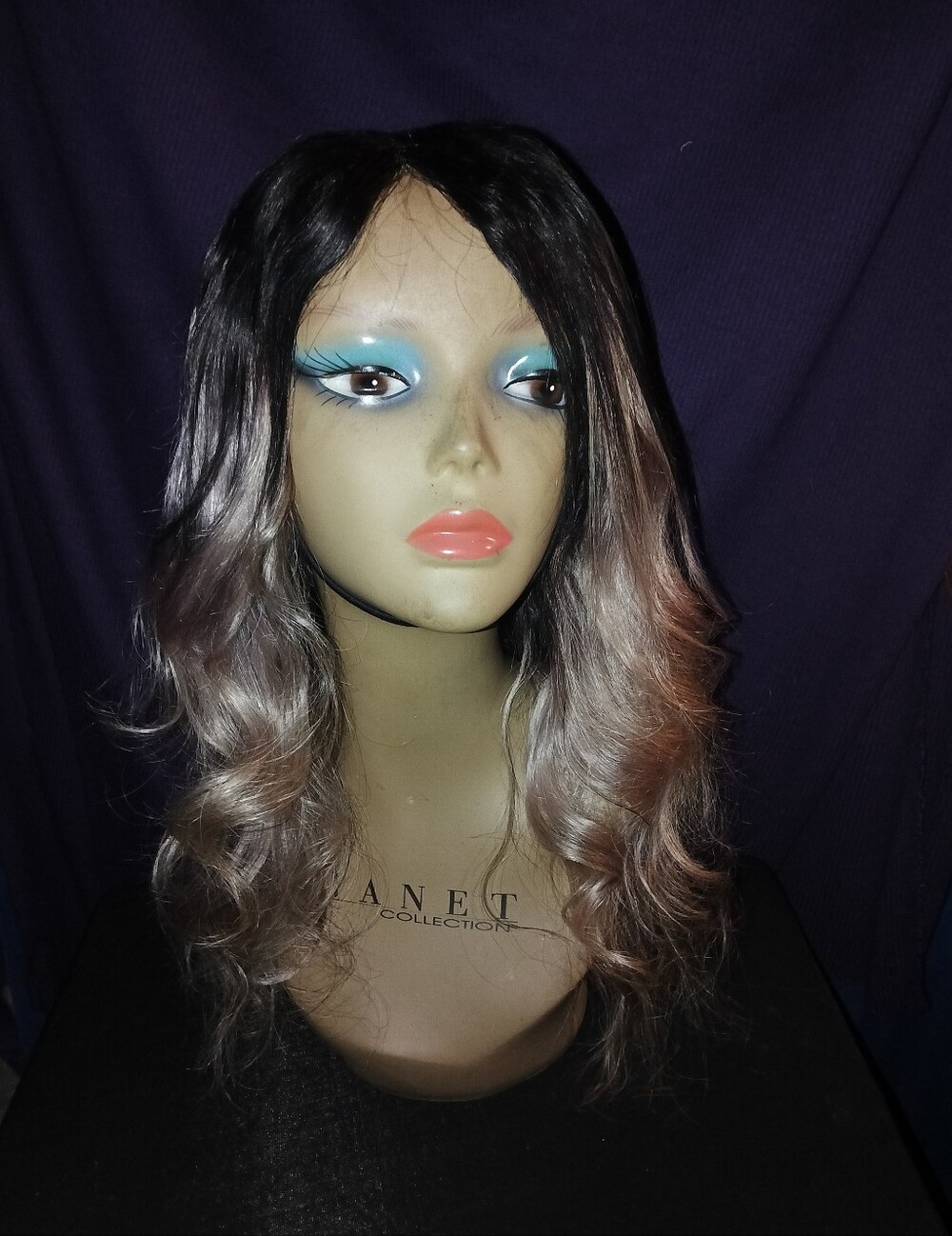 18" 100% Brazilian Virgin Body Wave Ombre Platinum Gray Human Hair Wig